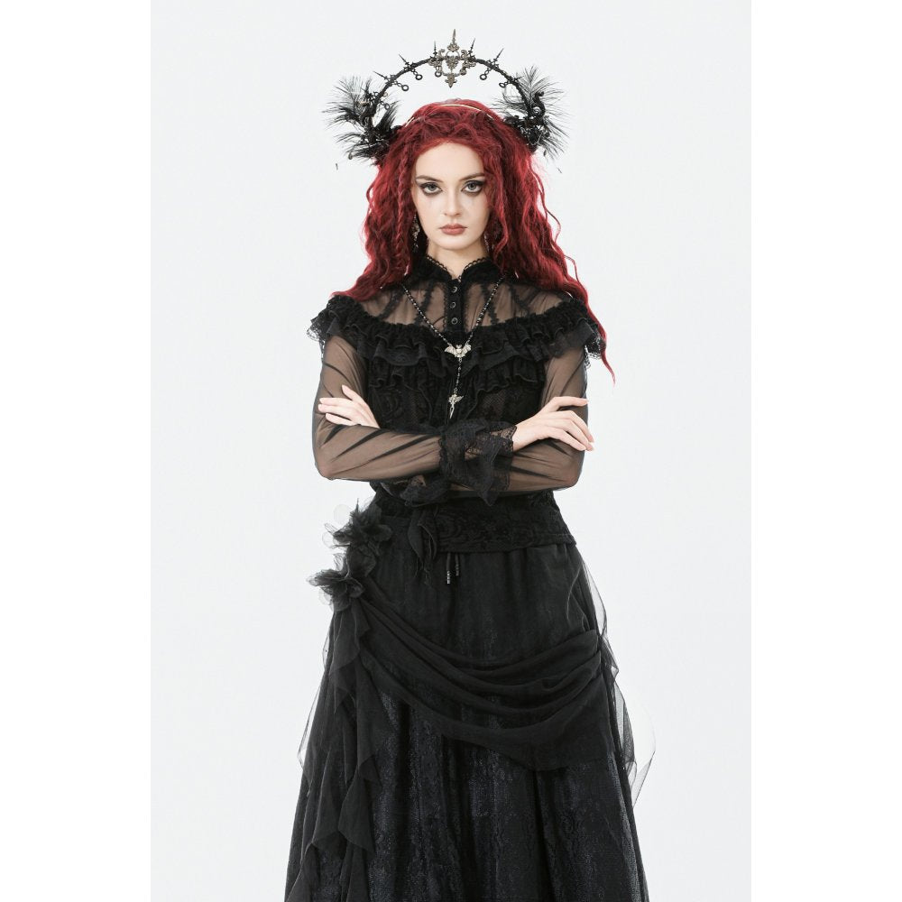 Dark in Love Women's Gothic Blouse Seraphina UK 8-18 - QHA UK