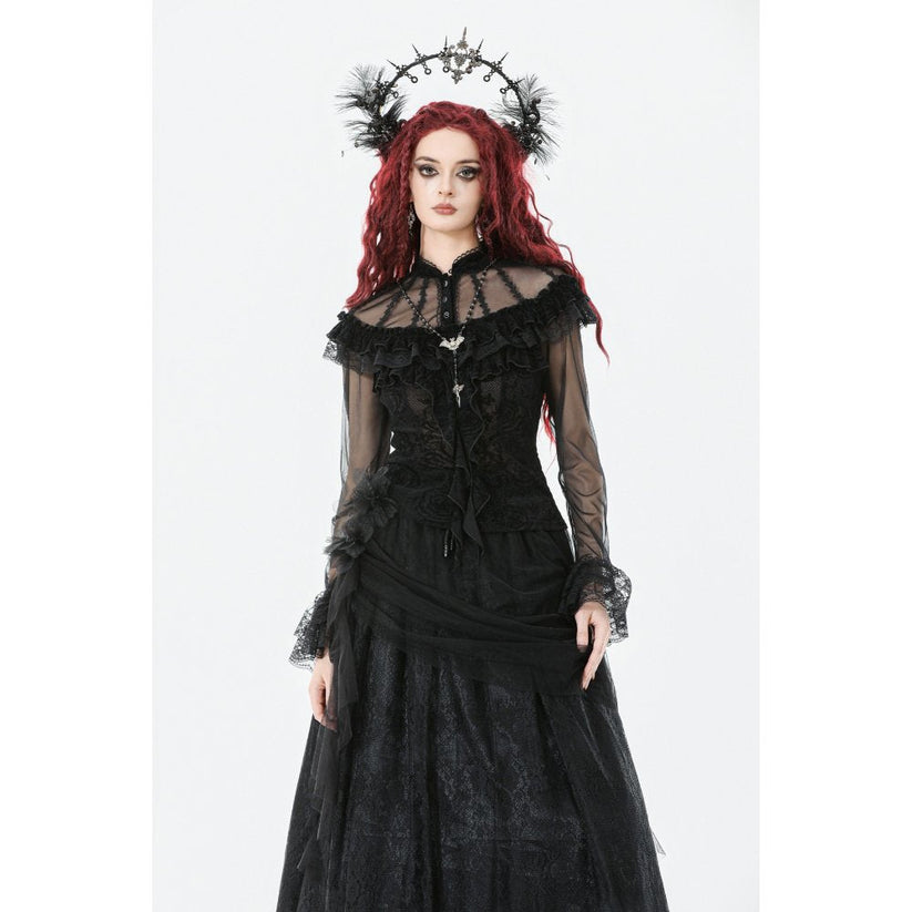 Dark in Love Women's Gothic Blouse Seraphina UK 8-18 - QHA UK