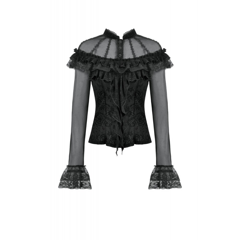 Dark in Love Women's Gothic Blouse Seraphina UK 8-18 - QHA UK