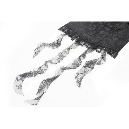 Dark in Love Women's Gothic Blouse Seraphina Ruched Lace Black UK 8-22 - QHA UK