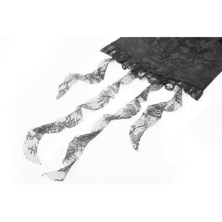 Dark in Love Women's Gothic Blouse Seraphina Ruched Lace Black UK 8-22 - QHA UK