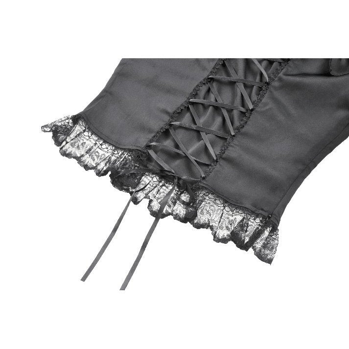 Dark in Love Women's Corset Top Seraphina Ruched Puff-Sleeve Black - Sleeve Detail - QHA UK