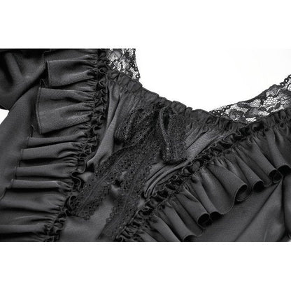 Dark in Love Women's Corset Top Seraphina Ruched Puff-Sleeve Black - Sleeve Detail - QHA UK