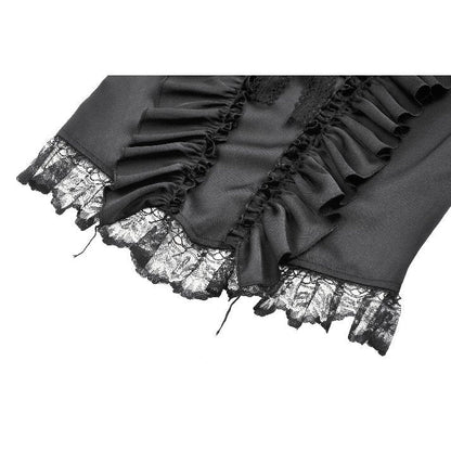 Dark in Love Women's Corset Top Seraphina Ruched Puff-Sleeve Black - Sleeve Detail - QHA UK
