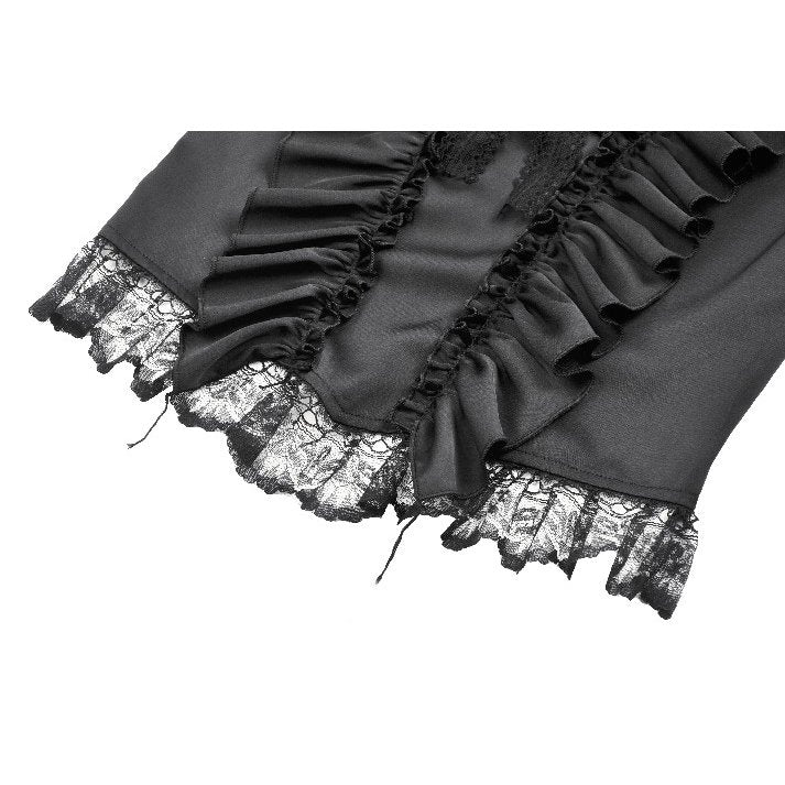 Dark in Love Women's Corset Top Seraphina Ruched Puff-Sleeve Black - Sleeve Detail - QHA UK