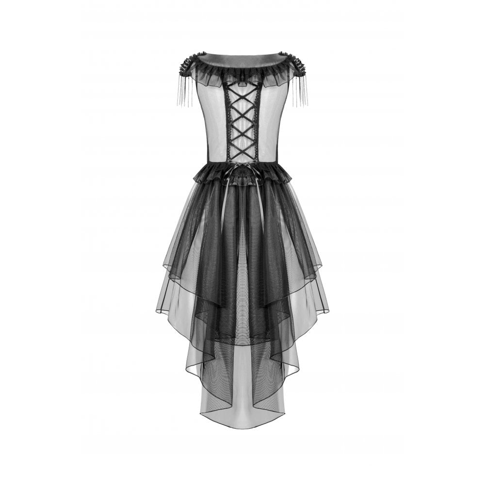 Dark in Love Gothic Dress Seraphina Tiered Mesh and Ruffle Layer - QHA UK