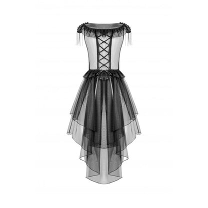 Dark in Love Gothic Dress Seraphina Tiered Mesh and Ruffle Layer - QHA UK