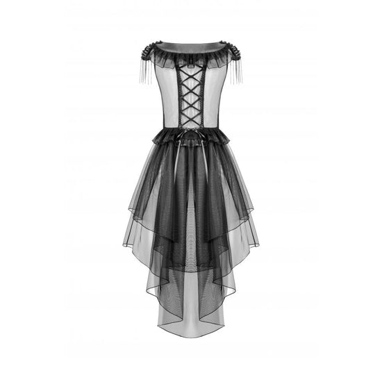 Dark in Love Gothic Dress Seraphina Tiered Mesh and Ruffle Layer - QHA UK