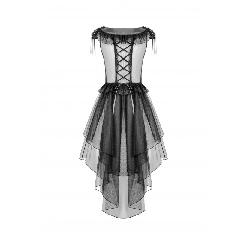 Dark in Love Gothic Dress Seraphina Tiered Mesh and Ruffle Layer - QHA UK