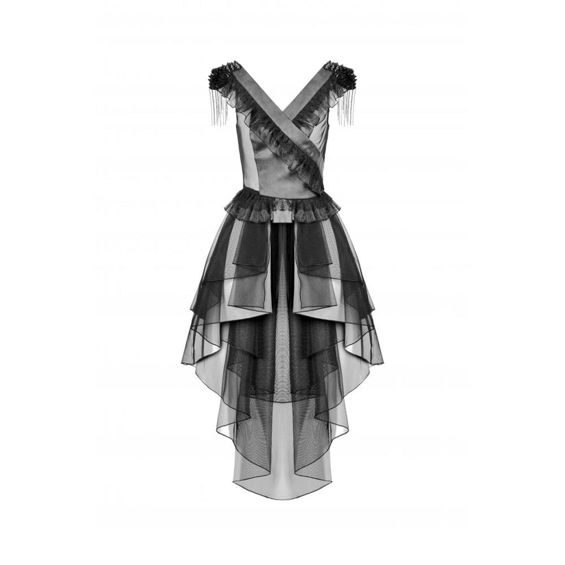 Dark in Love Gothic Dress Seraphina Tiered Mesh and Ruffle Layer - QHA UK