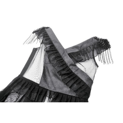 Dark in Love Gothic Dress Seraphina Tiered Mesh and Ruffle Layer - QHA UK