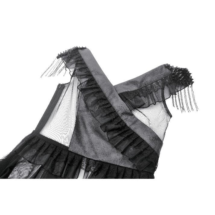Dark in Love Gothic Dress Seraphina Tiered Mesh and Ruffle Layer - QHA UK