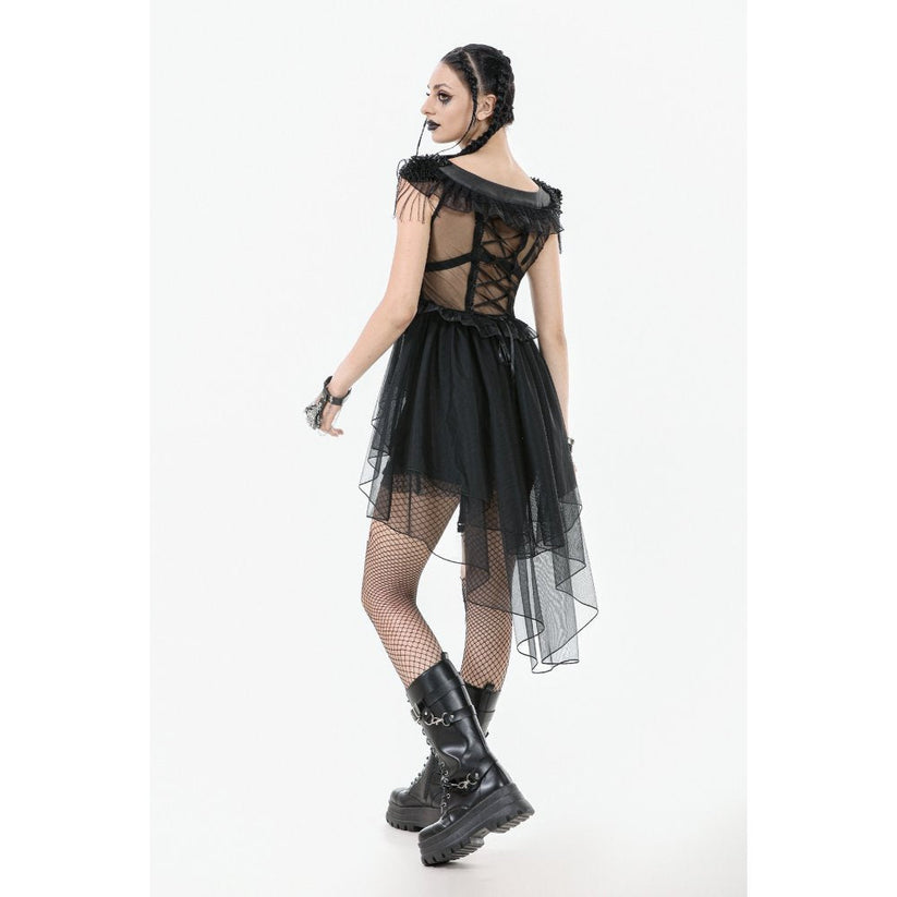 Dark in Love Gothic Dress Seraphina Tiered Mesh and Ruffle Layer - QHA UK