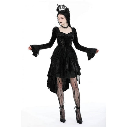 Dark in Love Women's Gothic Dress Seraphina Velvet Lace UK 8-18 - QHA UK