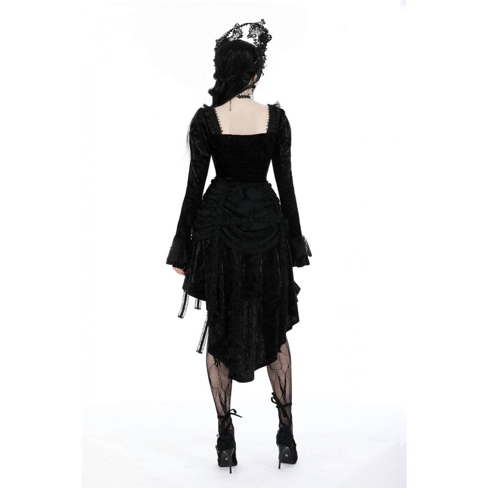 Dark in Love Women's Gothic Dress Seraphina Velvet Lace UK 8-18 - QHA UK