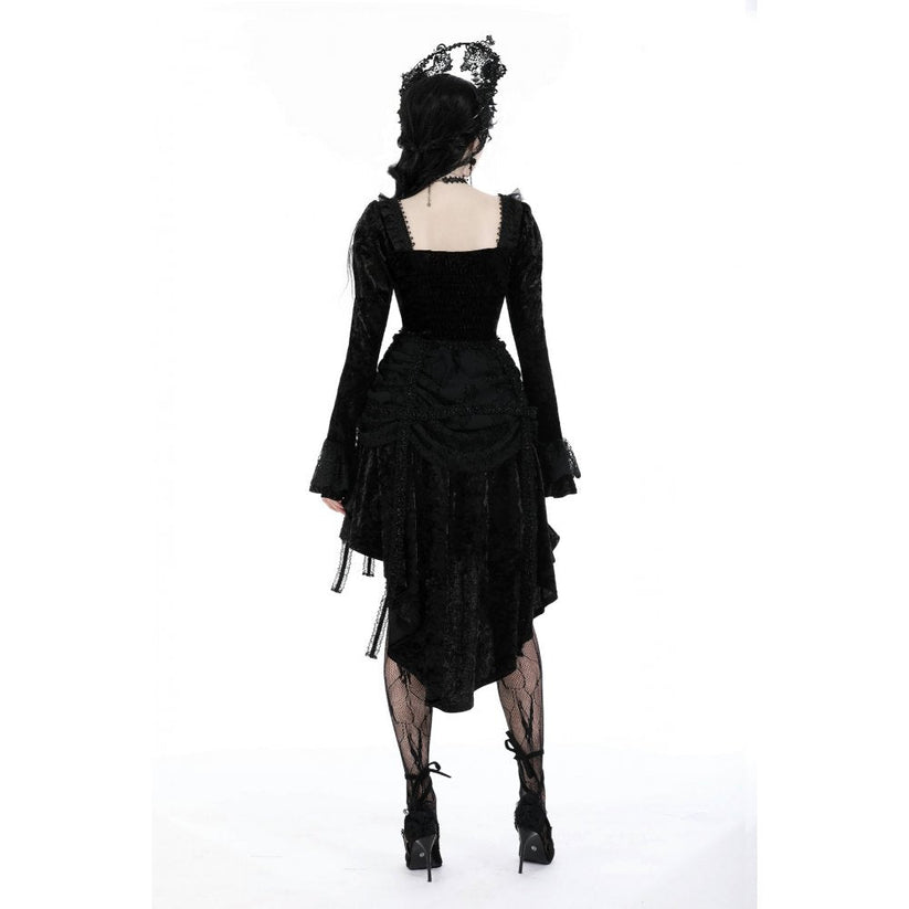 Dark in Love Women's Gothic Dress Seraphina Velvet Lace UK 8-18 - QHA UK