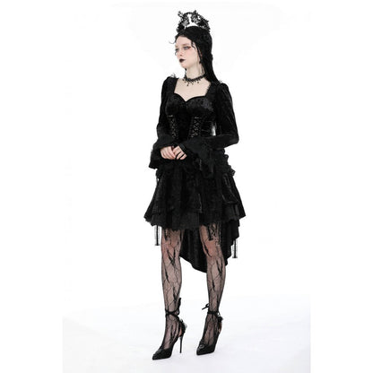 Dark in Love Women's Gothic Dress Seraphina Velvet Lace UK 8-18 - QHA UK