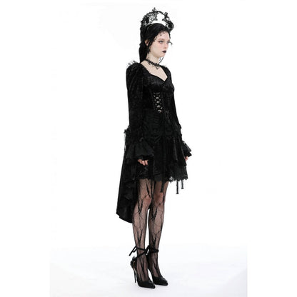 Dark in Love Women's Gothic Dress Seraphina Velvet Lace UK 8-18 - QHA UK