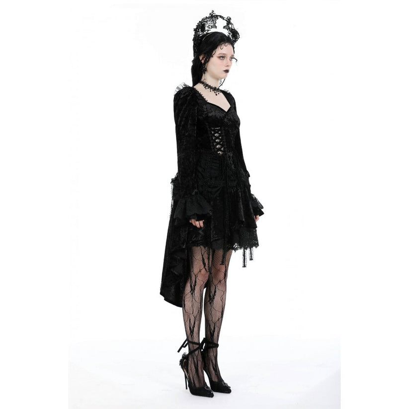 Dark in Love Women's Gothic Dress Seraphina Velvet Lace UK 8-18 - QHA UK