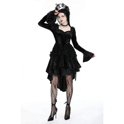 Dark in Love Women's Gothic Dress Seraphina Velvet Lace UK 8-18 - QHA UK