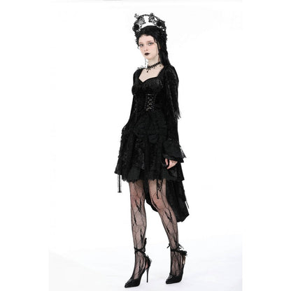 Dark in Love Women's Gothic Dress Seraphina Velvet Lace UK 8-18 - QHA UK