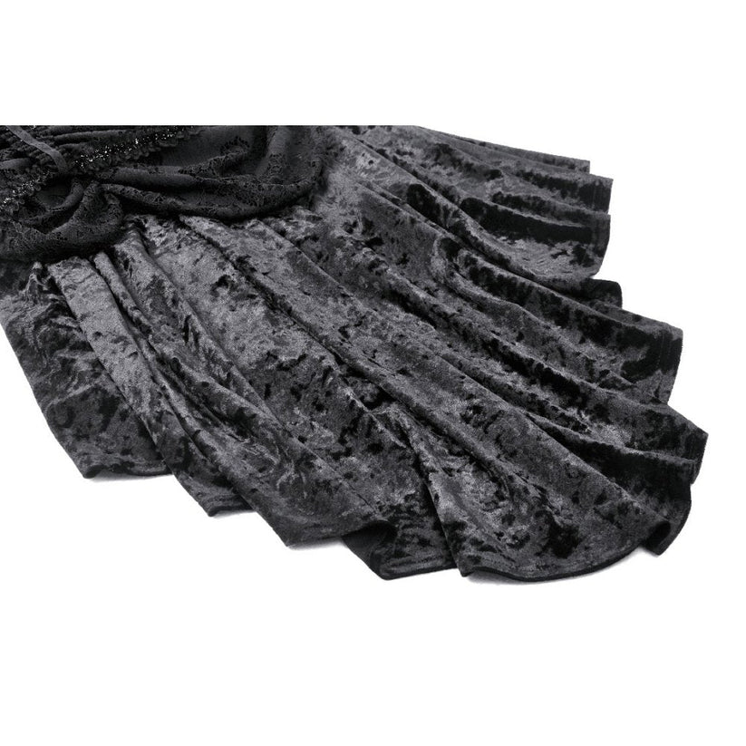 Dark in Love Women's Gothic Dress Seraphina Velvet Lace UK 8-18 - QHA UK