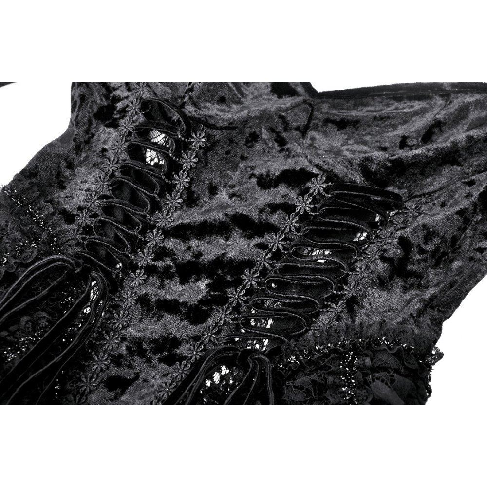 Dark in Love Women's Gothic Dress Seraphina Velvet Lace UK 8-18 - QHA UK