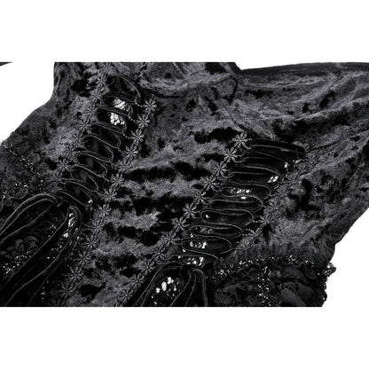 Dark in Love Women's Gothic Dress Seraphina Velvet Lace UK 8-18 - QHA UK