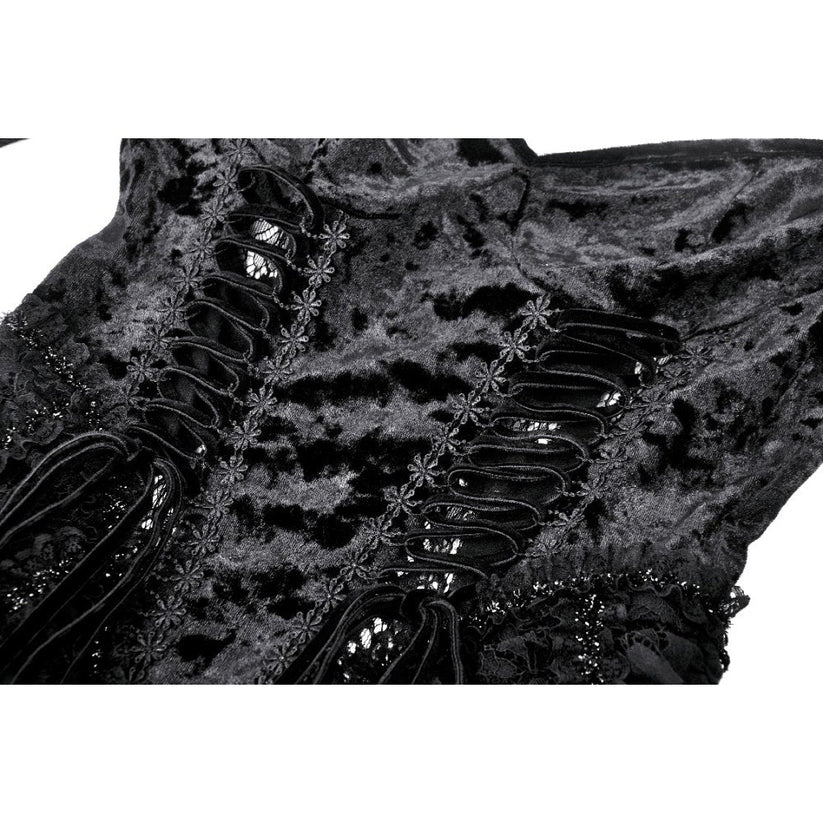 Dark in Love Women's Gothic Dress Seraphina Velvet Lace UK 8-18 - QHA UK