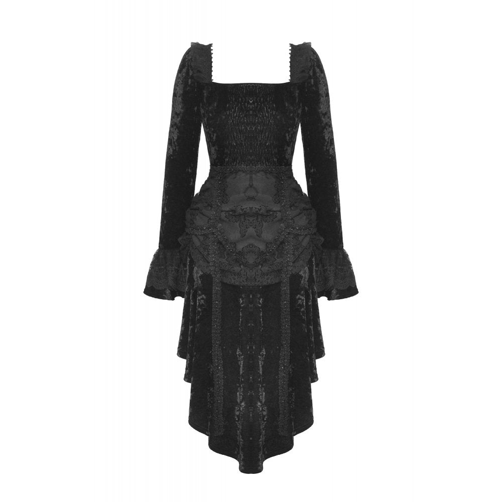 Dark in Love Women's Gothic Dress Seraphina Velvet Lace UK 8-18 - QHA UK