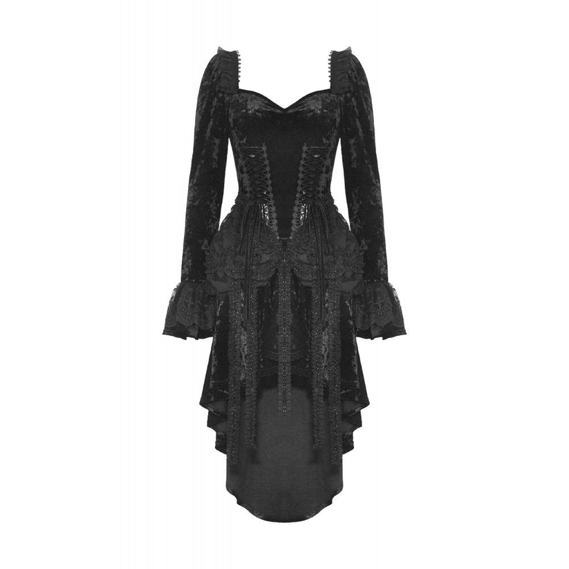 Dark in Love Women's Gothic Dress Seraphina Velvet Lace UK 8-18 - QHA UK