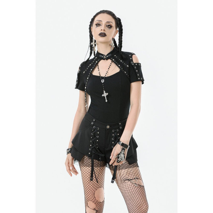 Dark in Love Women's Gothic Blouse Seraphine Lace Off-Shoulder Top - QHA UK
