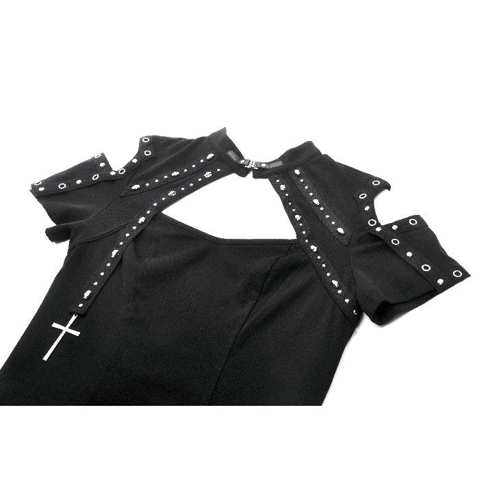 Dark in Love Women's Gothic Blouse Seraphine Lace Off-Shoulder Top - QHA UK