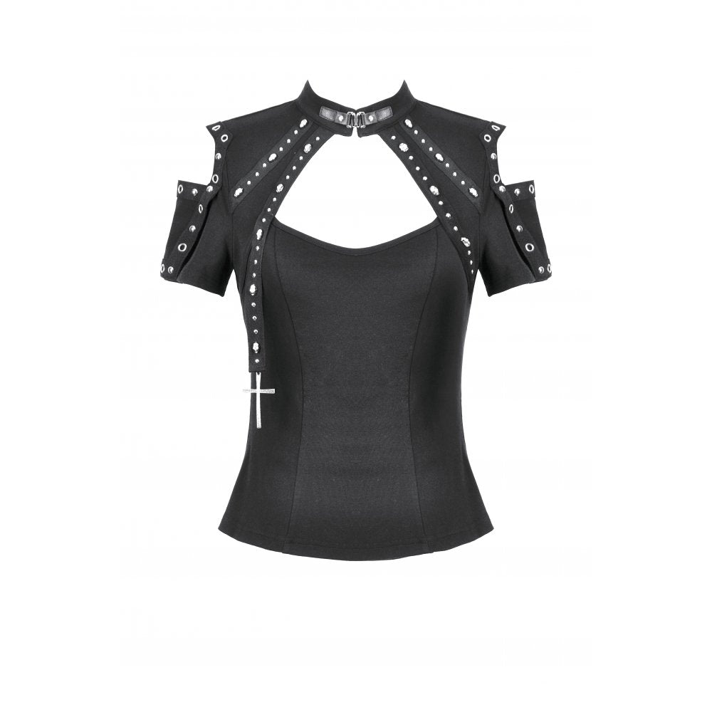 Dark in Love Women's Gothic Blouse Seraphine Lace Off-Shoulder Top - QHA UK
