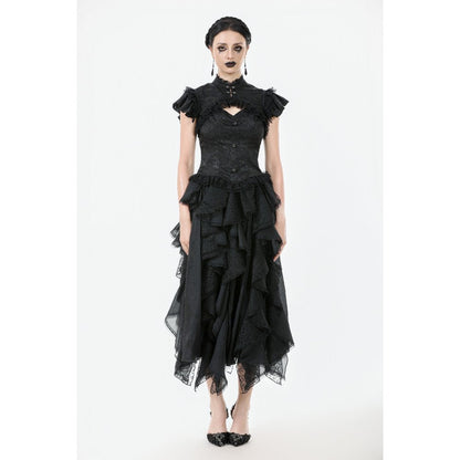 Dark in Love Women's Gothic Blouse Seraphine Lace Shoulder Top UK 8-18 - QHA UK