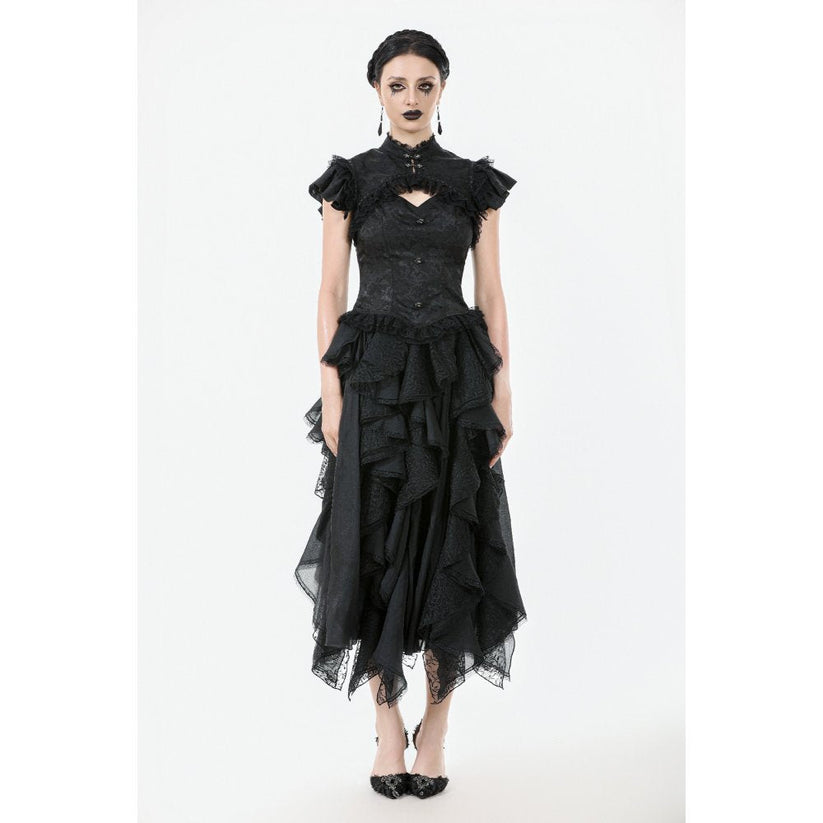 Dark in Love Women's Gothic Blouse Seraphine Lace Shoulder Top UK 8-18 - QHA UK