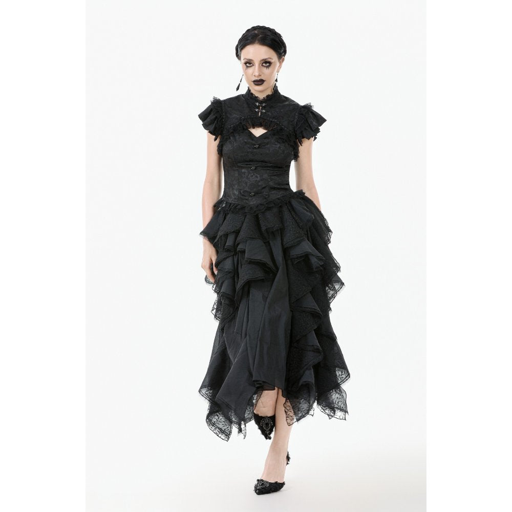 Dark in Love Women's Gothic Blouse Seraphine Lace Shoulder Top UK 8-18 - QHA UK