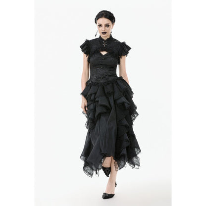 Dark in Love Women's Gothic Blouse Seraphine Lace Shoulder Top UK 8-18 - QHA UK