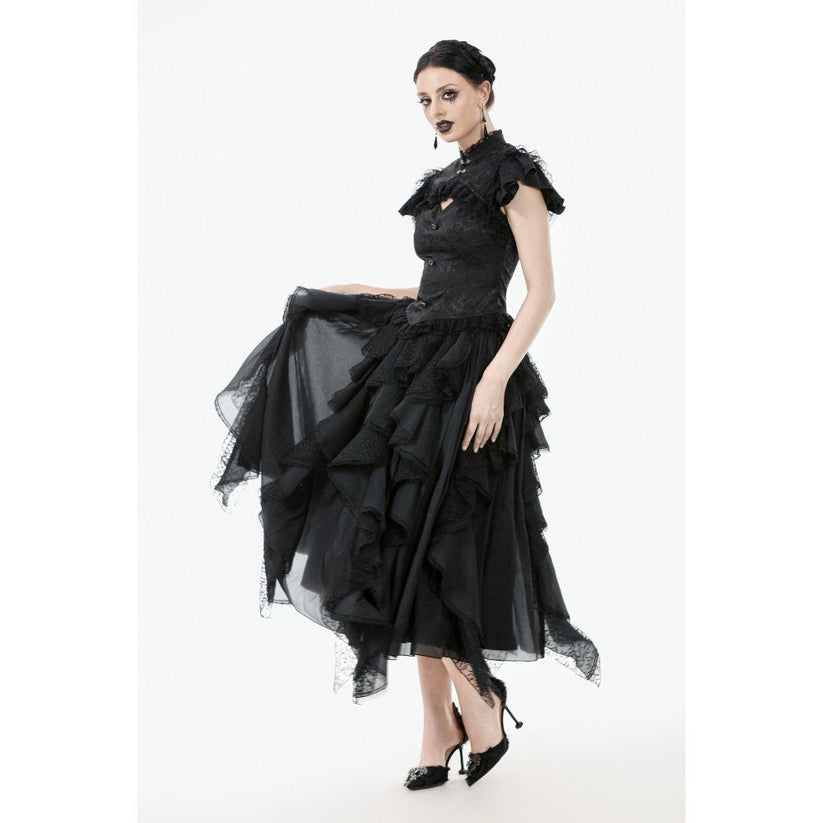 Dark in Love Women's Gothic Blouse Seraphine Lace Shoulder Top UK 8-18 - QHA UK