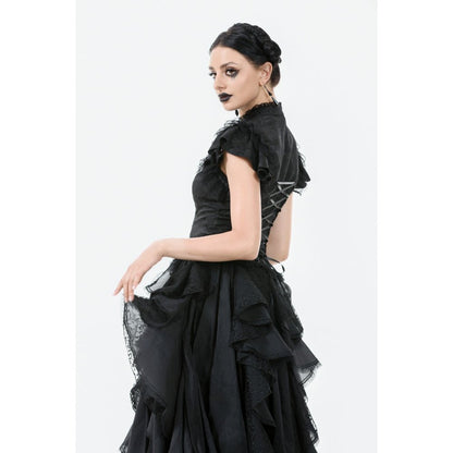 Dark in Love Women's Gothic Blouse Seraphine Lace Shoulder Top UK 8-18 - QHA UK