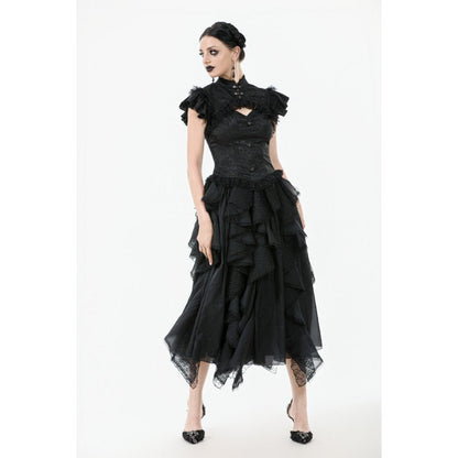 Dark in Love Women's Gothic Blouse Seraphine Lace Shoulder Top UK 8-18 - QHA UK