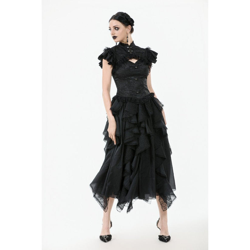 Dark in Love Women's Gothic Blouse Seraphine Lace Shoulder Top UK 8-18 - QHA UK