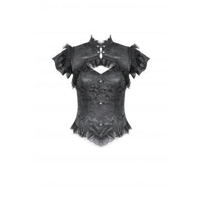 Dark in Love Women's Gothic Blouse Seraphine Lace Shoulder Top UK 8-18 - QHA UK