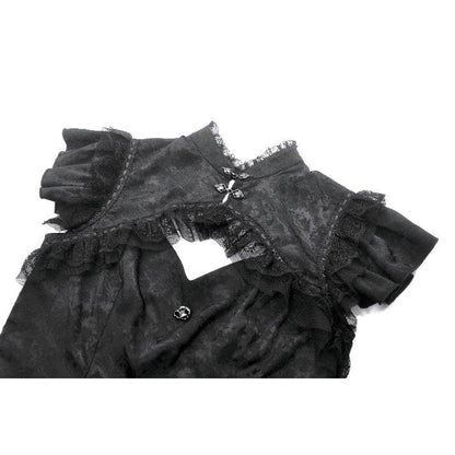 Dark in Love Women's Gothic Blouse Seraphine Lace Shoulder Top UK 8-18 - QHA UK