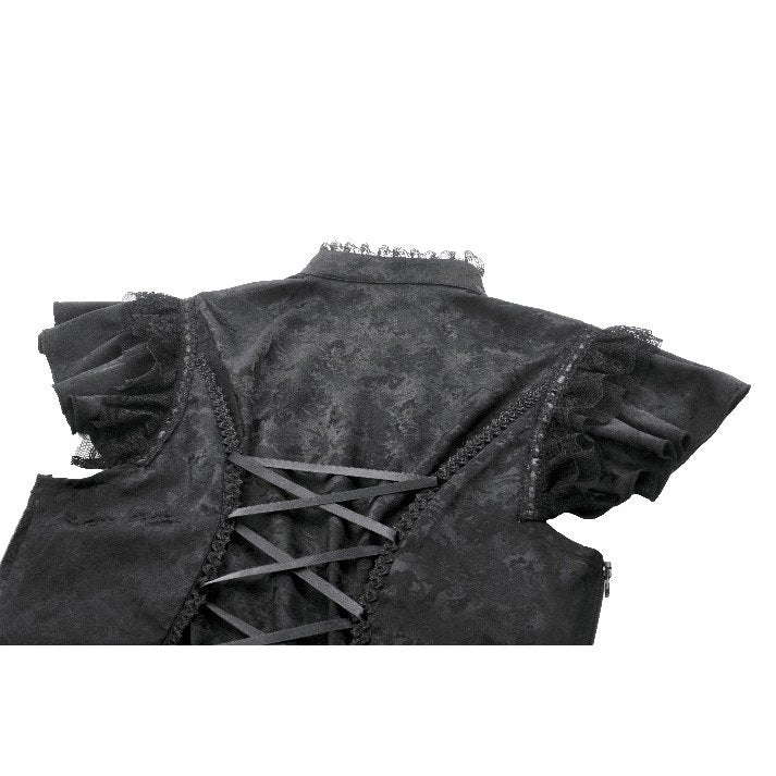 Dark in Love Women's Gothic Blouse Seraphine Lace Shoulder Top UK 8-18 - QHA UK