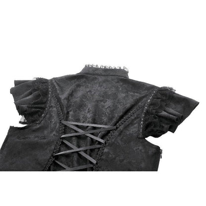 Dark in Love Women's Gothic Blouse Seraphine Lace Shoulder Top UK 8-18 - QHA UK
