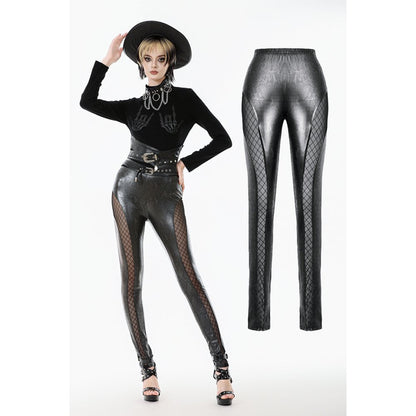 Dark in Love Women's Leggings Serpentine Mesh Panel UK 8-18 - QHA UK