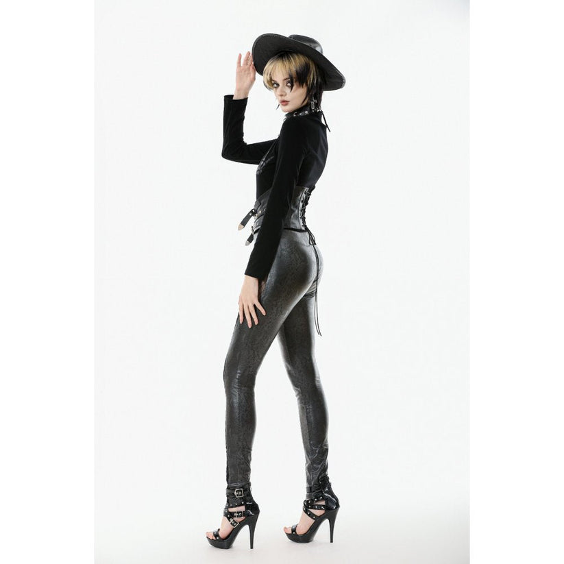 Dark in Love Women's Leggings Serpentine Mesh Panel UK 8-18 - QHA UK