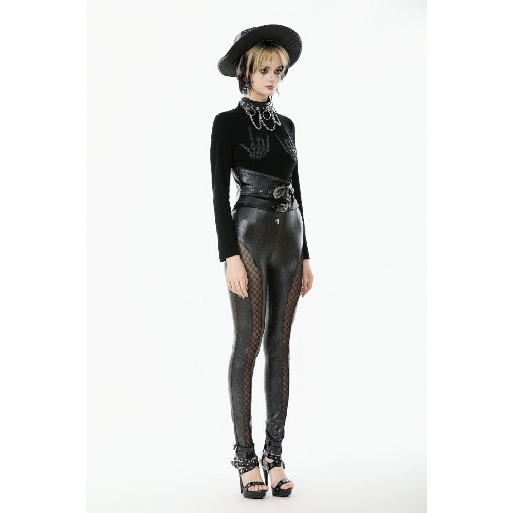 Dark in Love Women's Leggings Serpentine Mesh Panel UK 8-18 - QHA UK