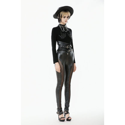 Dark in Love Women's Leggings Serpentine Mesh Panel UK 8-18 - QHA UK
